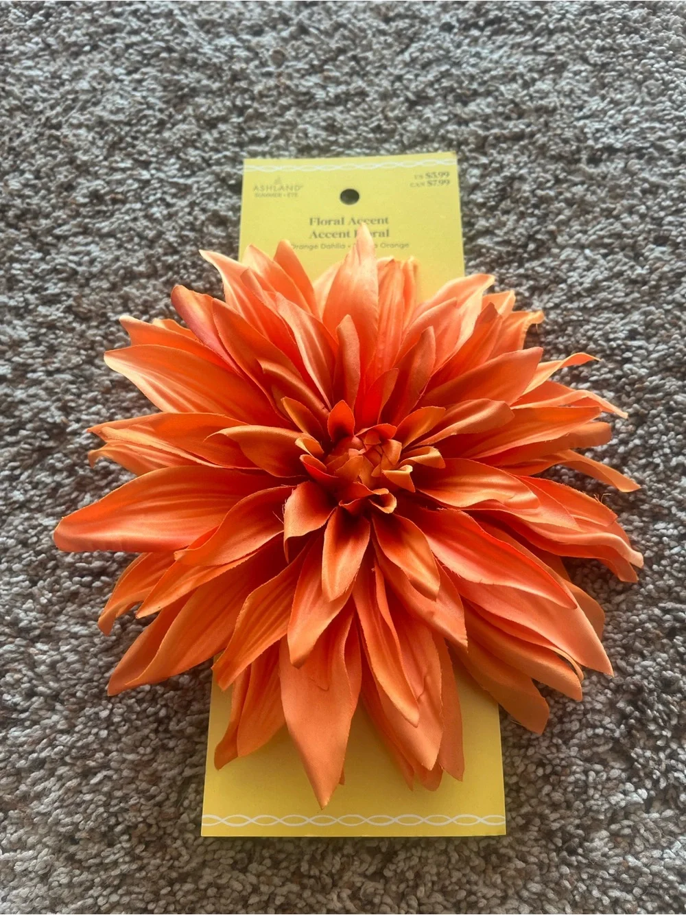 Ashland Orange Faux Dahlia Floral Accents - Pair